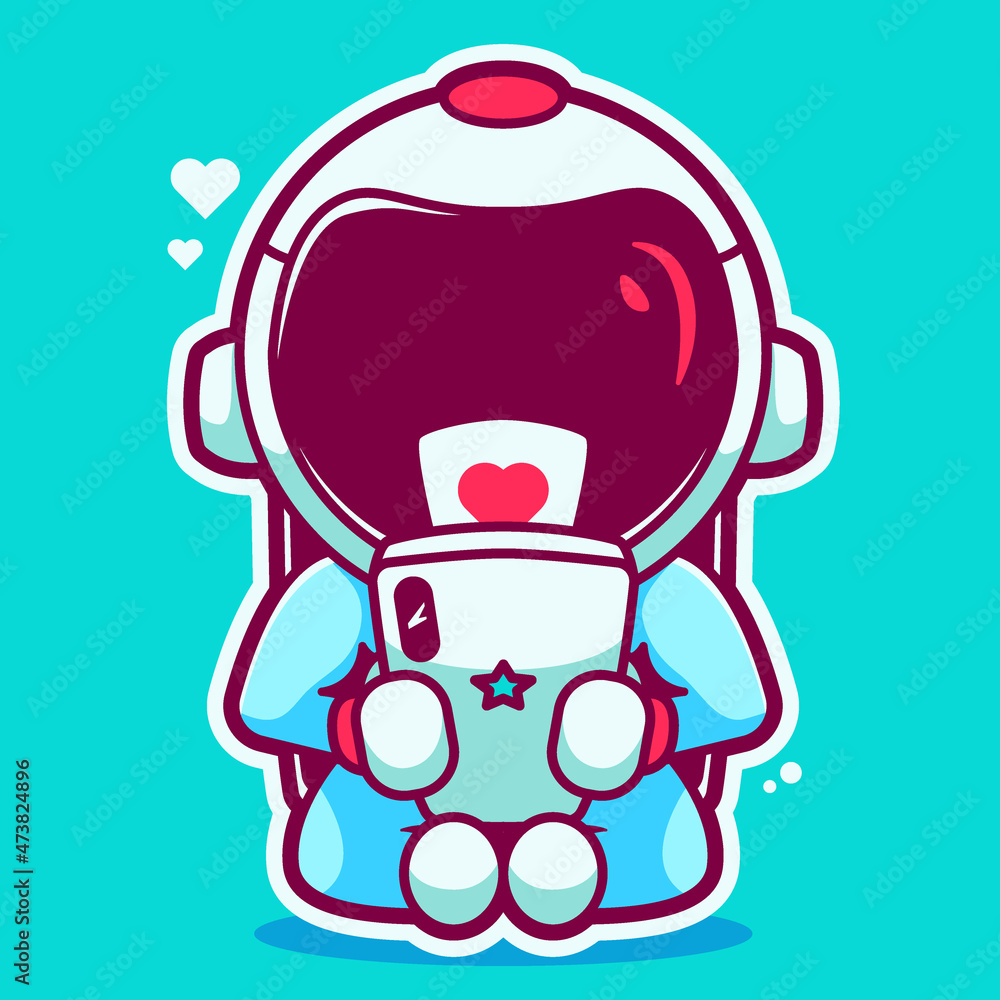 cute astronauts playing phone cartoon cute astronauts playing phone cartoon