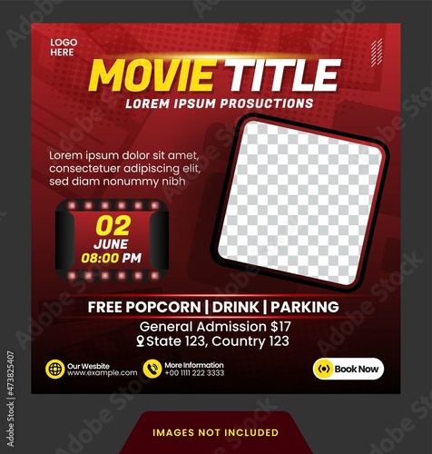 instagram post movie or content creator template for social media feed with modern style vector