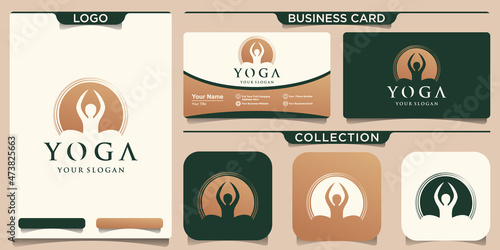 Yoga pose designed using grunge brush on sun background graphic vector.