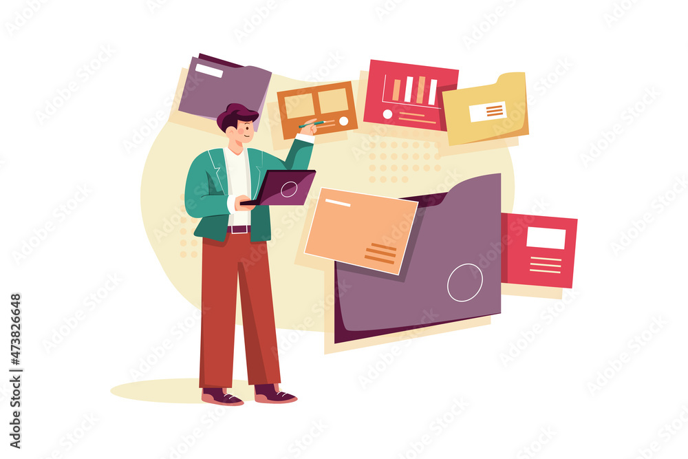 Product Documentation Illustration concept. Flat illustration isolated on white background Product Documentation Illustration concept. Flat illustration isolated on white background