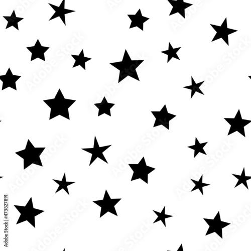 Stars seamless pattern. Random star icons  space sky night design.