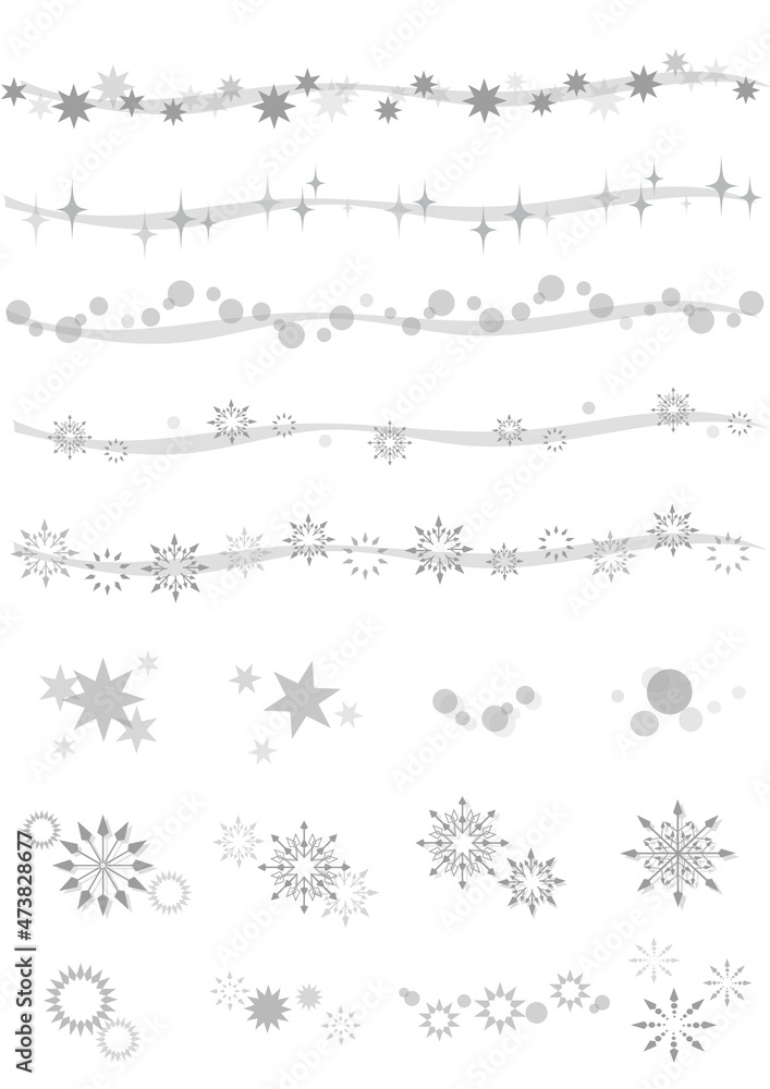 Obraz premium イラスト素材：光や水滴、結晶など幾何学模様のアイコン・ラインセット