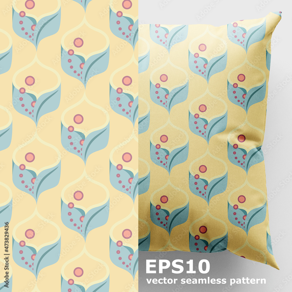 Flowers trellis vector geometric seamless pattern. Floristic elements of green seafoam on a light mustard yellow background. Suitable for textiles, wrapping paper, tissue. Flowers trellis vector geometric seamless pattern. Floristic elements of green seafoam on a light mustard yellow background. Suitable for textiles, wrapping paper, tissue.