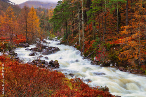 Fast flowing river at Torridon, North West Highlands, Scotland, UK.