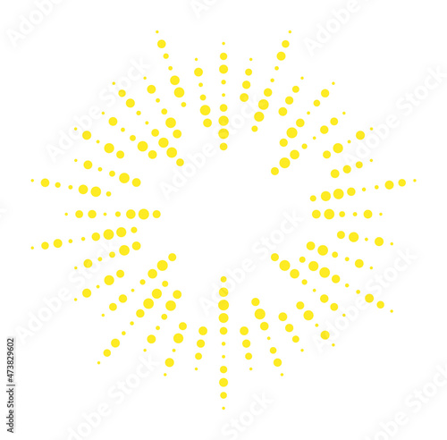 Light rays icon. Dotted sunburst lines. Star shine