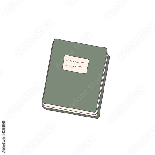 Closed school book sketch illustration. Notebook doodle icon. Hand drawn diary. Educational vector illustration in cartoon style. Retro paper art book icon.