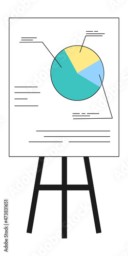 Pie diagram on flip chart board. Presentation concept