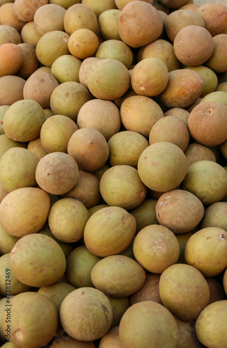 Sapoti Brazilian tropical fruit for sale at the fair.