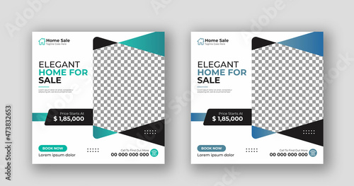 Business real estate social media post square flyer banner template