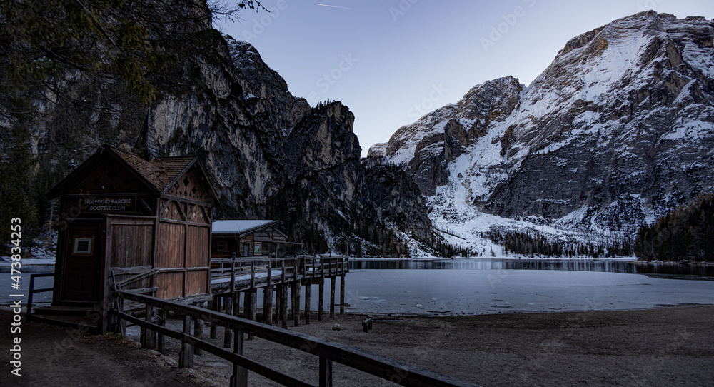 Wonderful Lake in the Dolomites called Pragser Wildsee in the Italian Alps - travel photography