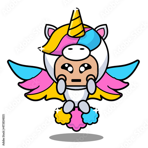 vector cartoon character animal mascot costume cute lovely unicorn fart rocket