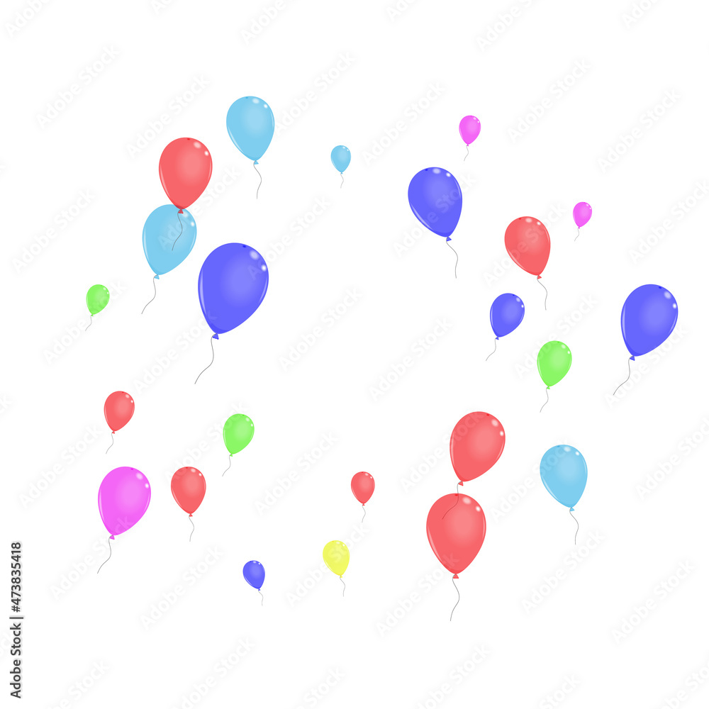 Red Balloon Background White Vector. Balloon Circus Template. Multicolor Creative. Purple Flying. Air Holiday Frame.