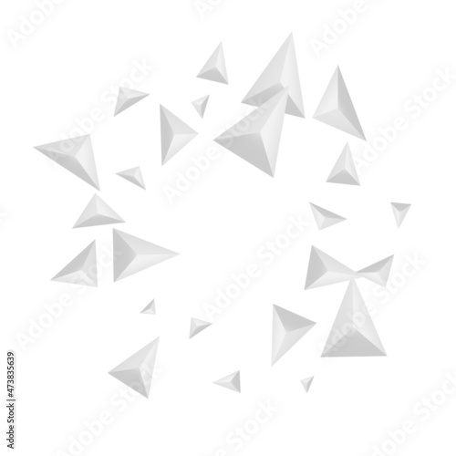 Grizzly Shard Background White Vector. Polygon Light Illustration. Gray Realistic Tile. Crystal Shape. Greyscale Element Design.