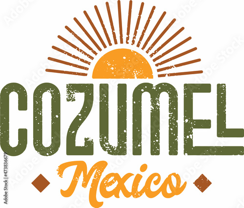 Vintage Cozumel Mexico Travel Stamp Design