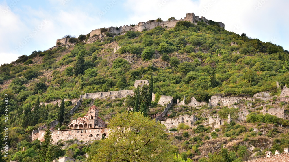 Ancient Byzantine town Mystras in Greece
