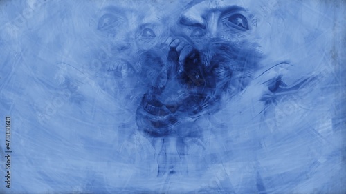 Valokuva 3d illustration - Hand drawn abstraction in genre of horror