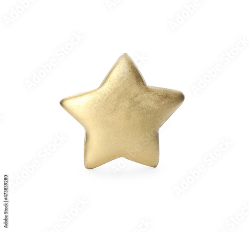 Tasty cookie in shape of golden star isolated on white