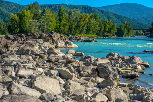 katun river with turquoise water and stones