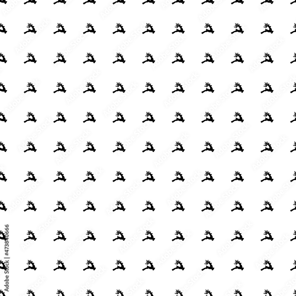 Square seamless background pattern from geometric shapes. The pattern is evenly filled with big black Christmas deers. Vector illustration on white background