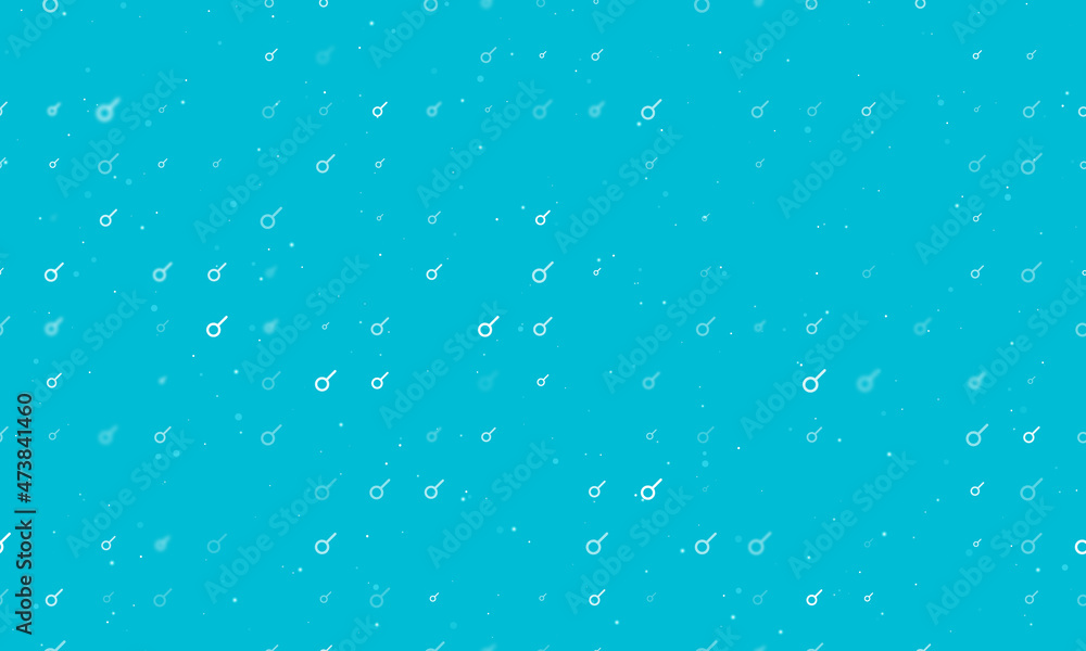 Seamless background pattern of evenly spaced white astrological connection symbols of different sizes and opacity. Vector illustration on cyan background with stars Seamless background pattern of evenly spaced white astrological connection symbols of different sizes and opacity. Vector illustration on cyan background with stars