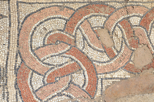 Mosaics of Great Basilica in Butrint National Park, Buthrotum, Albania
