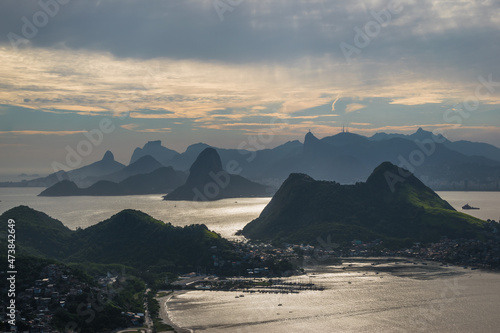 Beautiful view of Rio de Janeiro and it s mountain chains from a belvedere at Parque da Cidade - Niteroi  Rio de Janeiro