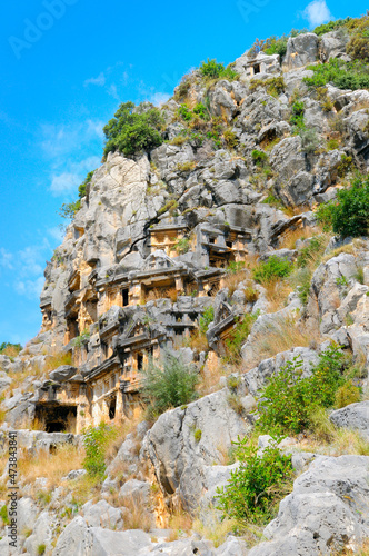 Lycian rock-cut tombs in Myra, Turkey