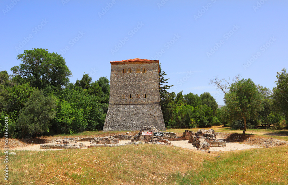Venetian Tower in the ancient city in Butrint National Park, Buthrotum, Albania	
