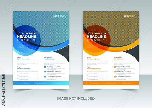 Corporate business flyer template with blue and yellow geometric shapes Illustrator Template Corporate business cover and back page a4 flyer design modern template for print