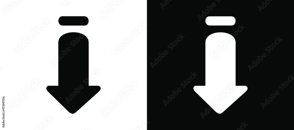 Down Arrow Icon. Down arrow icon vector in trendy flat style. Down arrow icon image, Down arrow icon illustration isolated on white and black background Down Arrow Icon. Down arrow icon vector in trendy flat style. Down arrow icon image, Down arrow icon illustration isolated on white and black background