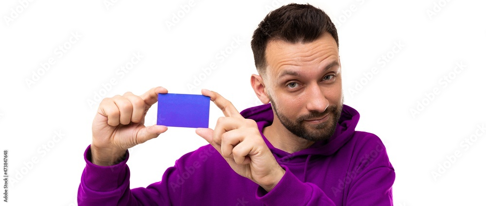 guy with business card, special offer guy with business card, special offer