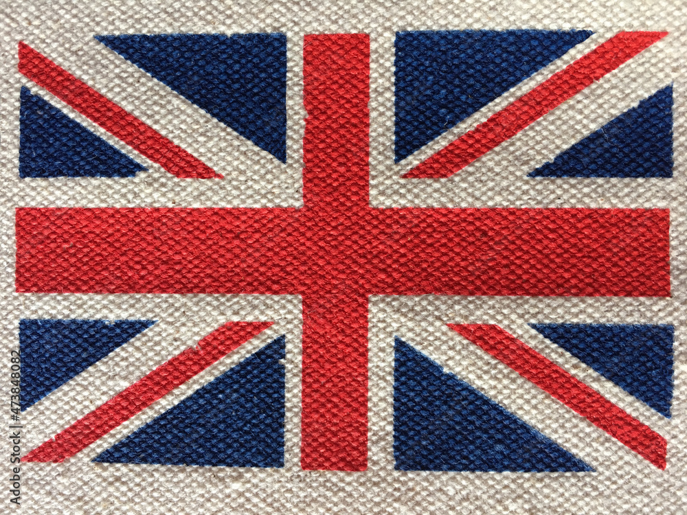 Fototapeta premium Union Jack flag, on textured fabric