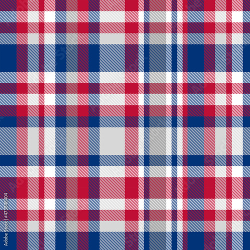 Colorful tartan plaid pattern. Multicolor check plaid in blue, green and purple for fabric and textile design.