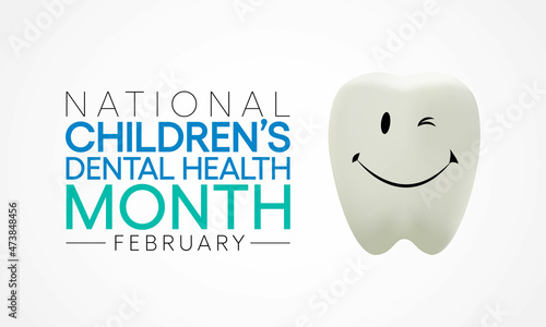 National Children's dental health month is observed every year in February, to teach children the importance of good oral hygiene at an early age and visiting the dentist regularly. Vector art photo