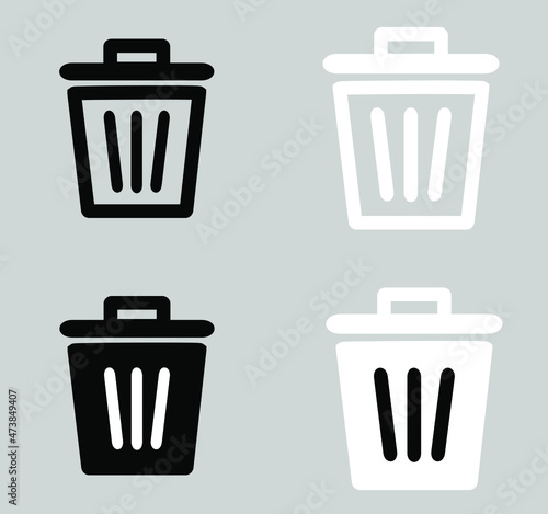 Set of Trash icon vector. Trash icon in trendy flat style. Trash icon image, Trash icon illustration isolated on gray background