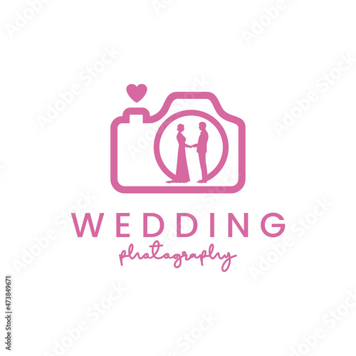 camera and wedding couple for wedding photography logo design