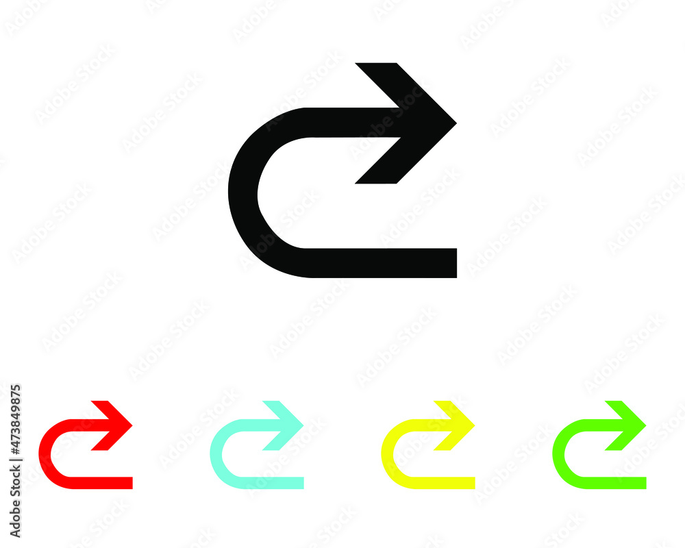 U Turn Vector Icon. U Turn icon in trendy flat style. Set elements in colored icons. U Turn icon illustration isolated on black background U Turn Vector Icon. U Turn icon in trendy flat style. Set elements in colored icons. U Turn icon illustration isolated on black background