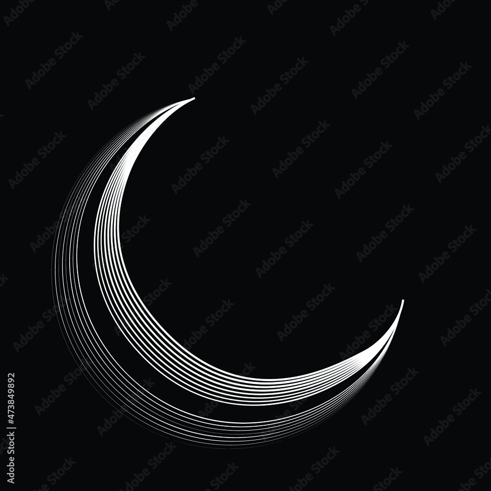 Obraz premium Lines in Semi Circle Form . Vector Illustration .Technology round. Moon Logo . Design element . Abstract Geometric shape .