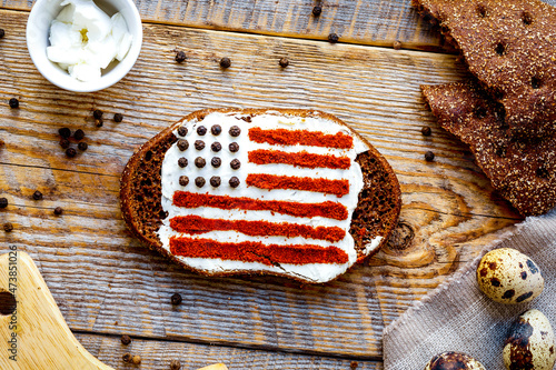 Patriot breakfast - sandwich with image of american flag