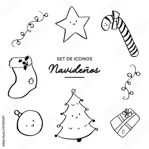 Set de iconos navideños vectoriales christmas icons
