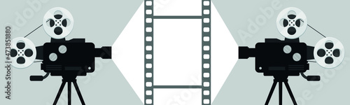 Retro style international film festival poster template. Template for movie banner or poster. Vector
