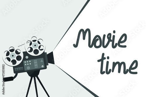 Old cinema design template with film camera. vector