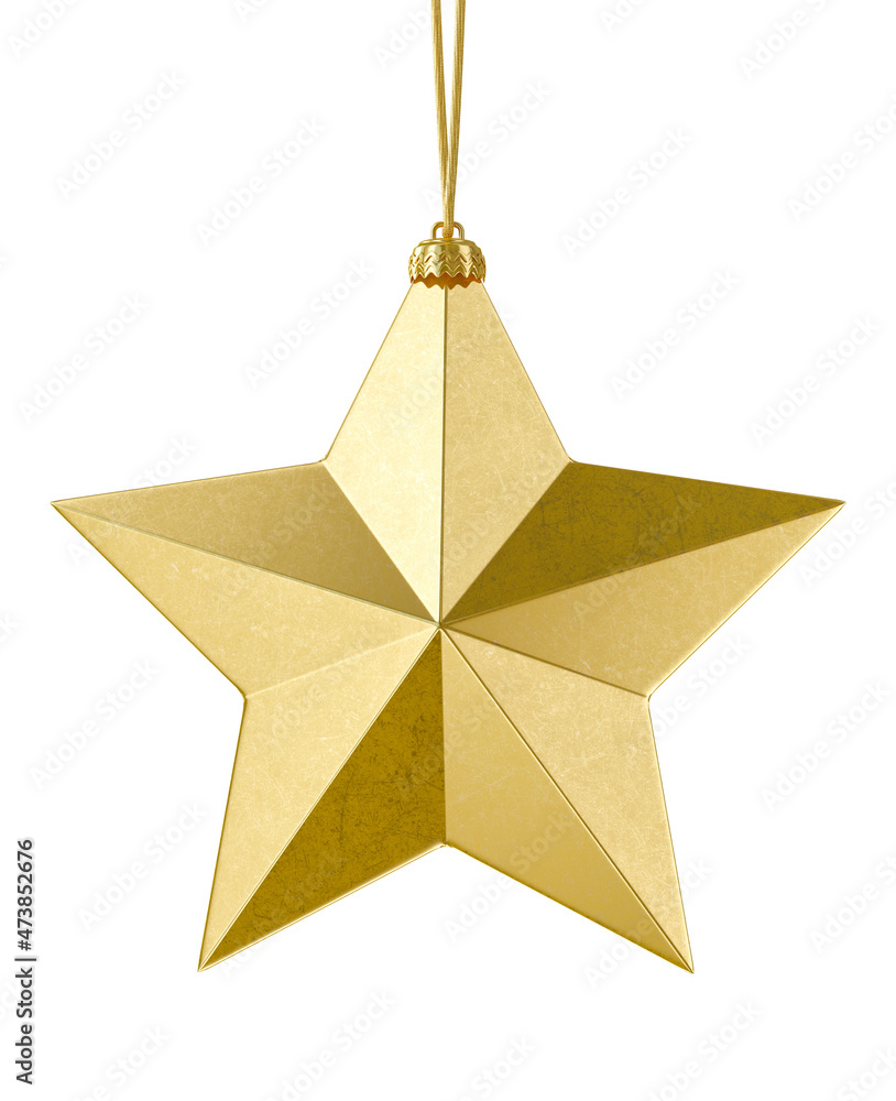 Christmas star for Christmas tree ornament. 3d render illustration. Christmas star for Christmas tree ornament. 3d render illustration.