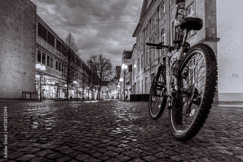 Fahrrad in der Krahnstraße Osnabrück nach dem Regen