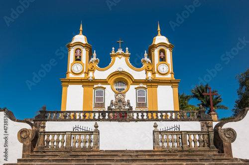 Beautiful view of Igreja Matriz de Santo Antonio, the oldest church in Tiradentes, seen by the morning - Tiradentes, Minas Gerais, Brazil photo