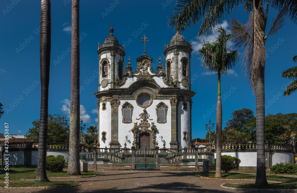 Beautiful external view of Igreja Sao Francisco de Assis (Sao Francisco de Assis Church) at Minas Gerais - Sao Joao del Rei, Minas Gerais, Brazil