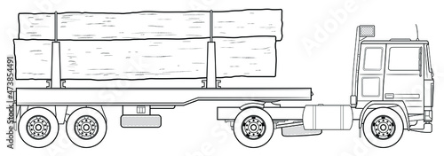 A truck with large trees on a trailer