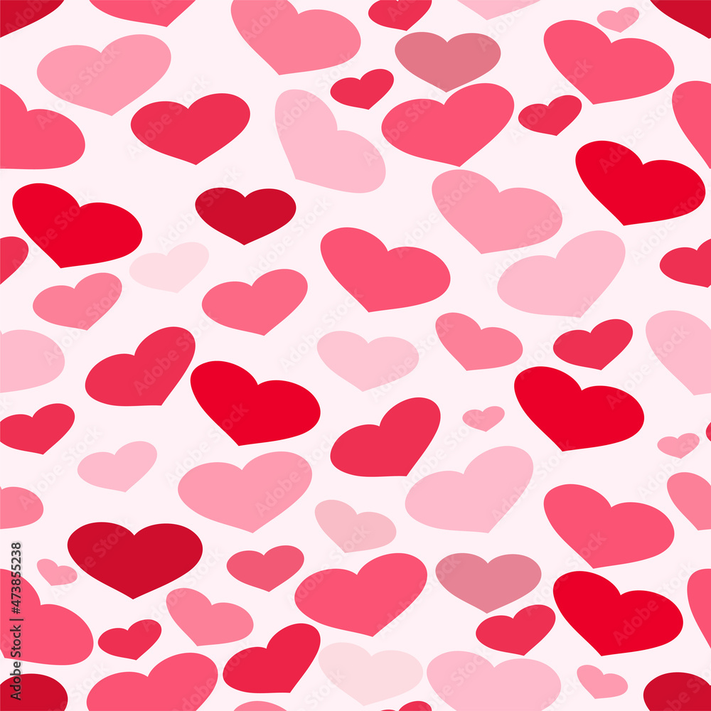 Valentine’s Day hearts in a seamless repeat pattern - Vector Illustration