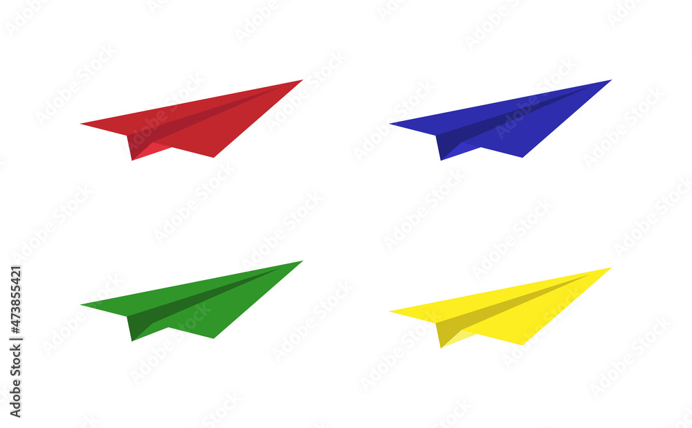 Set, Paper airplane. Vector illustration