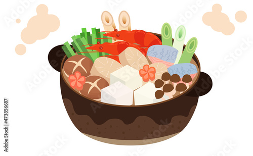 海老の入った鍋イラスト素材